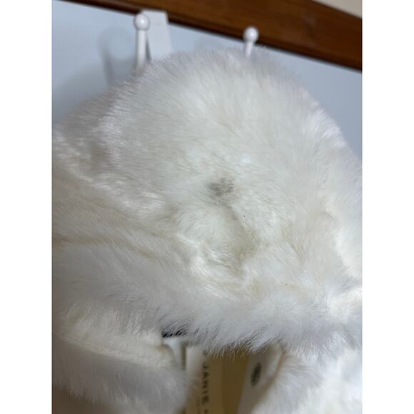 Janie and Jack NEW Baby Size 0-3 Month White Faux Fur Hooded 1 Piece Snowsuit - Picture 6 of 7